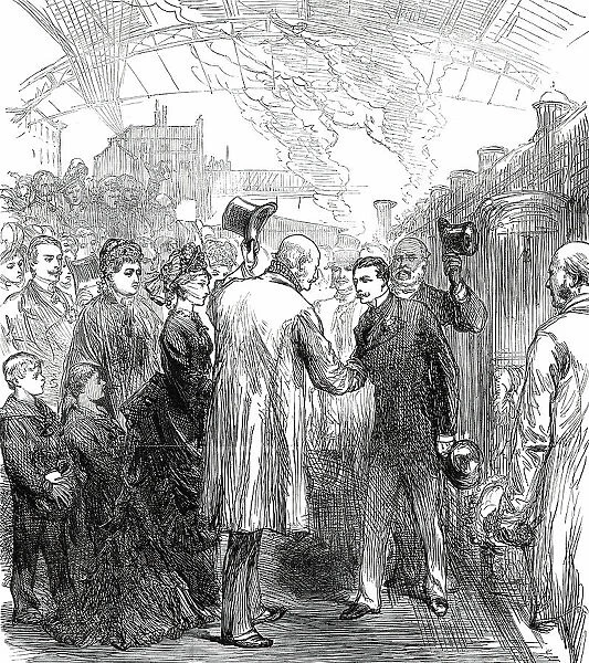 Departure of King George of Hanover from the Victoria Station, 1876. Creator: Unknown