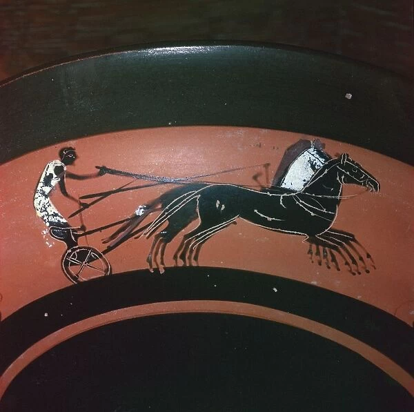 Depiction of chariot-racing on an Attic kylix, 6th century BC
