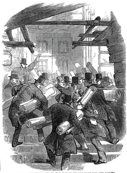 Deposits of railway plans with the Board of Trade - the rush at the door, 1845