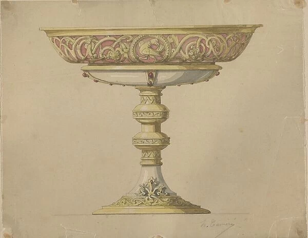 Design for a bowl on a base in Romanesque style, c.1864-c.1894. Creator: Henri Cameré