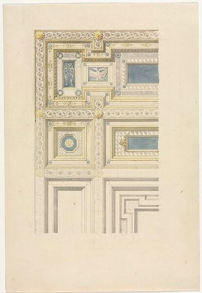 Design for Ornamental Ceiling, 19th century. Creator: Anonymous