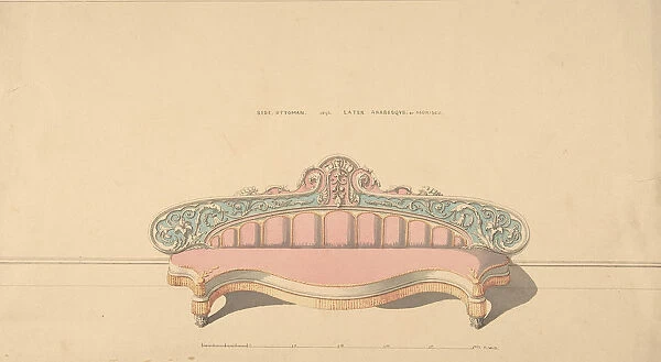 Design for Side Ottoman, Later Arabesque or Morisco Style, 1835-1900