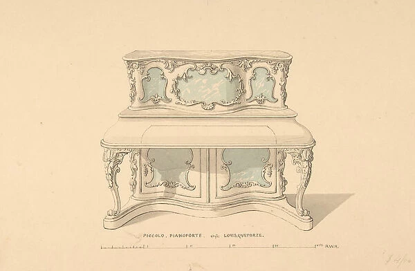 Design for Piccolo Pianoforte, Louis Quatorze Style, 1835-1900