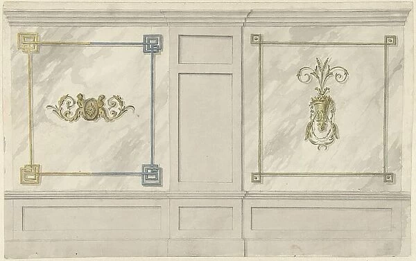 Design for room decorations with two panels with ornaments, 1767-1823. Creator: Abraham Meertens