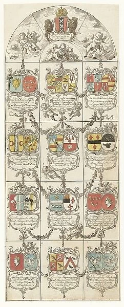 Design for stained glass window 14 donated by the mayors and councils of Amsterdam, 1666. Creator: Pieter Jansz