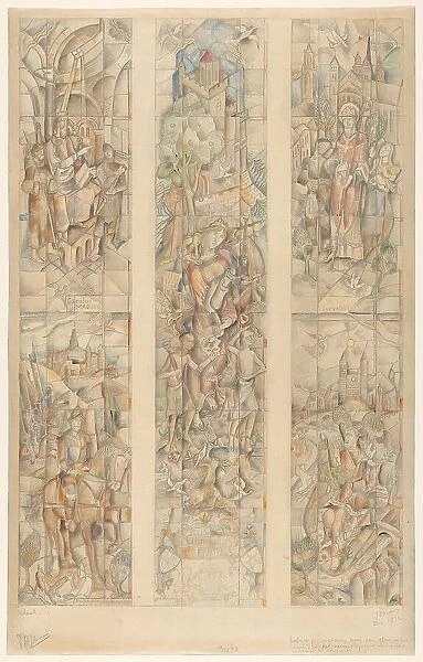 Design for a stained glass window, in the new Government Building in Maastricht, 1932. Creator: Henri Charles Jonas