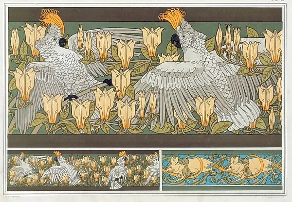 Design for wallpaper border Cockatoo and Magnolia, pub. 1897. Creator