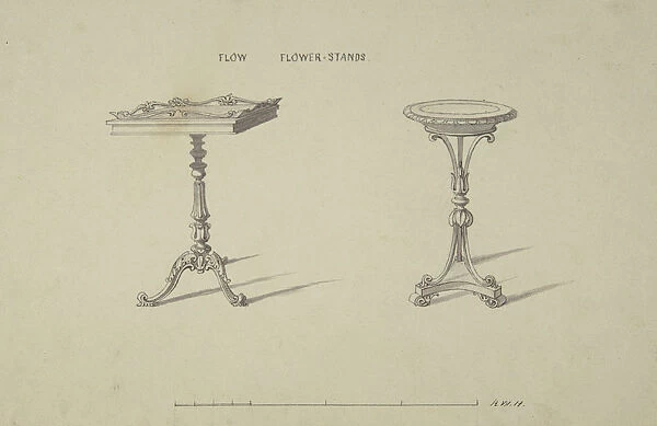 Two Designs for Flower Stands, 1835-1900. Creator: Robert William Hume