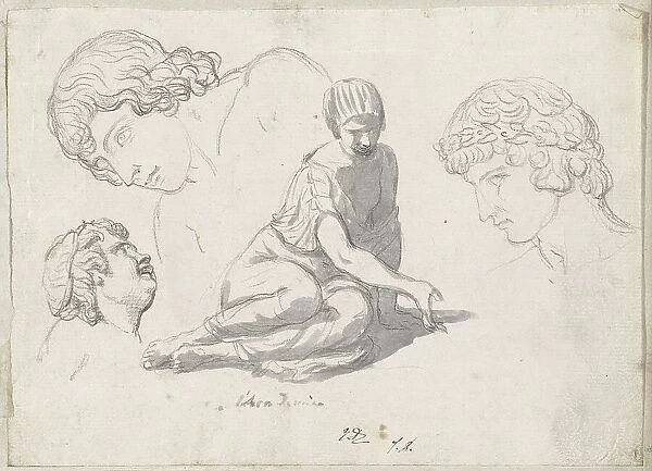 Dice-Thrower and Other Studies after Ancient Sculptures, 1775 / 80. Creator: Jacques-Louis David