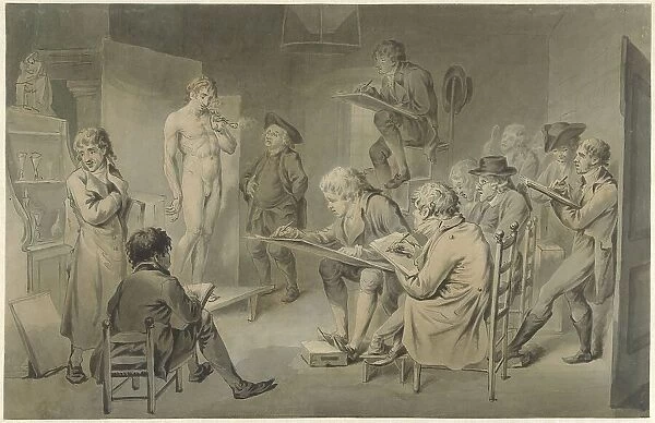 Drawing lessons at an academy, 1774-1833. Creator: Jacob Smies