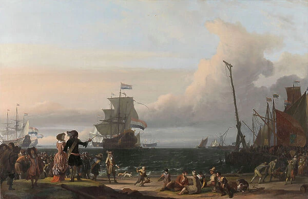 Dutch Ships in the Roads of Texel; in the middle the Gouden Leeuw, the Flagship of... 1671. Creator: Ludolf Bakhuizen