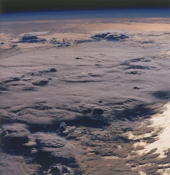 Earth from space - thunderstorm over the Pacific Ocean, c1980s. Creator: NASA