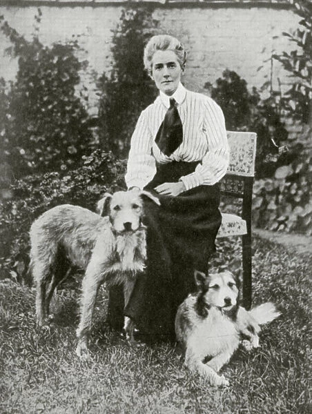 Edith Cavell with her pet dogs, c1915