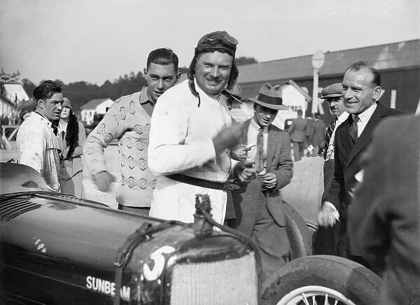 EL Bouts and his Sunbeam, Surbiton Motor Club race meeting, Brooklands, Surrey, 1928