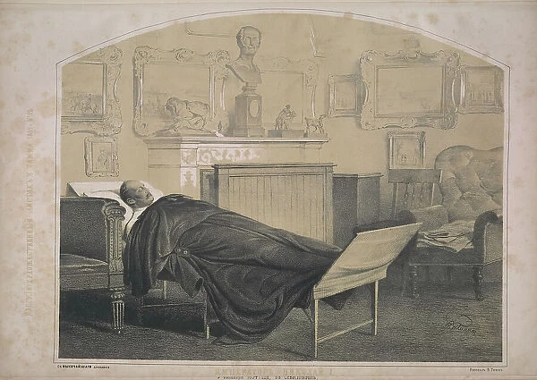 Emperor Nicholas I on his deathbed, 1855. Creator: Timm, Wassili (George Wilhelm) (1820-1895)