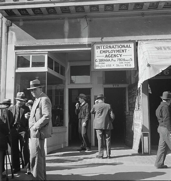 Employment agency on Howard Street, San Francisco, California, 1937. Creator: Dorothea Lange