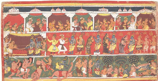 Encounters in Mathura: Page from a Dispersed Bhagavata Purana... ca. 1700. Creator: Unknown