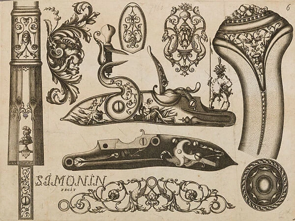 Engraving of Firearms Ornament, 1693 or 1695. Creator: Claude Simonin