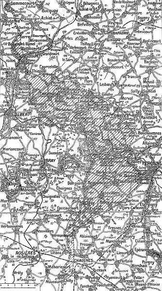 Ensemble du terrain des offensives franco-britanniques au Nord et au Sud de la Somme, 1916. Creator: Unknown