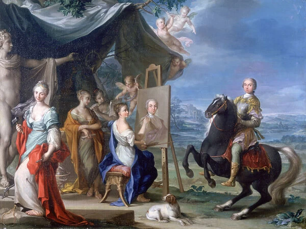 Equestrian Portrait of a Nobleman as Protector of the Arts, c1699-1748. Artist: Ignaz Stern