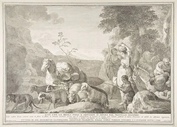 Esau and his family parting ways with Jacob (Esau con le mogli figli e sostanze si sepa
