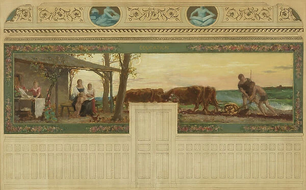 Esquisse pour la salle des mariages de la mairie de Saint-Maur-des-Fossés : Education, 02–1883. Creator: Edouard Michel Lancon