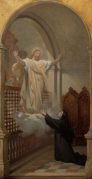 Esquisse pour l'église Saint-Louis-en-l'Ile : Vision de sainte Marie Alacocque, 1870. Creator: Jules-Joseph Dauban