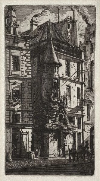 Etchings of Paris: House with a Turret, Weavers Street, 1852. Creator: Charles Meryon (French