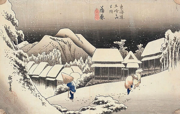 Evening Snow at Kambara, between circa 1833 and circa 1834. Creator: Ando Hiroshige