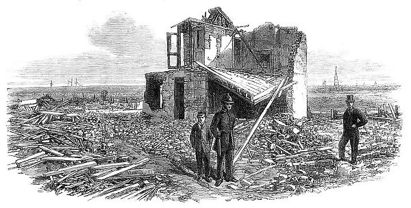 The explosion of a gunpowder magazine near Erith: ruins of Silver's house, 1864. Creator: Unknown