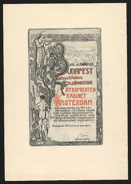 Expression of thanks from the mayor of Budapest for participation in an exhibition... 1934. Creator: Unknown