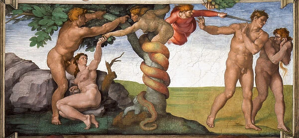 The Expulsion from the Paradise (Sistine Chapel ceiling in the Vatican), 1508-1512