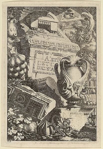 Fantasy of an Antique Tomb with Fragments of Architecture and Sculpture, 1770 / 1780. Creator: Karl Schutz