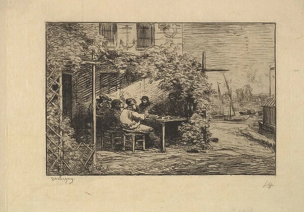 The Farewell Breakfast at Asnieres, 1861. Creator: Charles Francois Daubigny