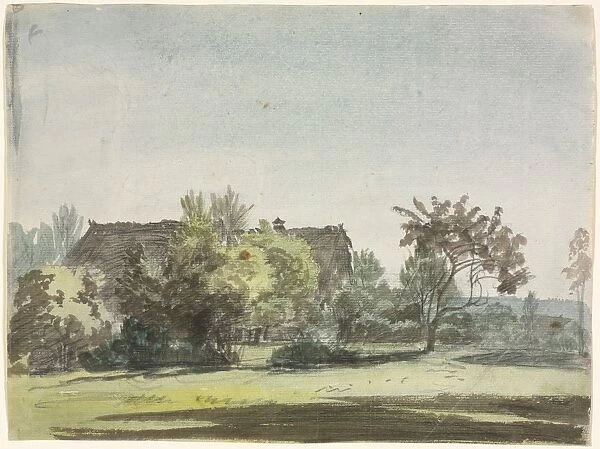 Farmhouse behind Trees, c. 1790. Creator: Christoph Nathe (German, 1753-1806)