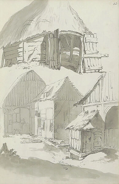 Farmyard with barns and stables, c.1780-c.1800. Creator: Bernhard Heinrich Thier