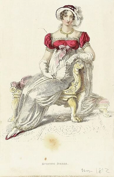 Fashion Plate (Evening Dress), 1812. Creator: Rudolph Ackermann