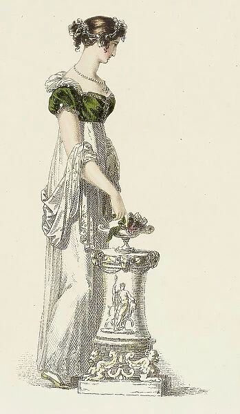 Fashion Plate (Evening Dress), 1814. Creator: Rudolph Ackermann