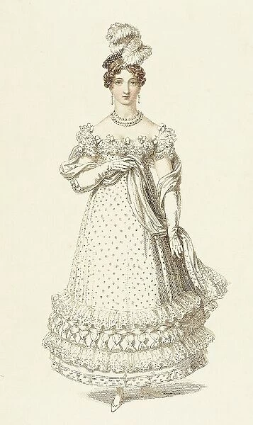 Fashion Plate (Evening Dress), 1819. Creator: Rudolph Ackermann