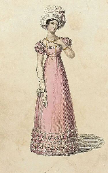 Fashion Plate (Evening Dress), 1823. Creator: Rudolph Ackermann