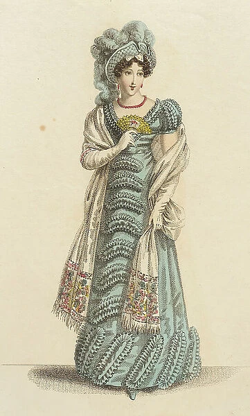 Fashion Plate (Parisian Evening Dress), 1821. Creator: John Bell