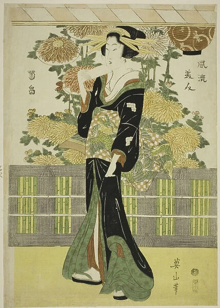 Fashionable Beauties in a Chrysanthemum Garden (Furyu bijin kikubatake), Japan, c. 1810