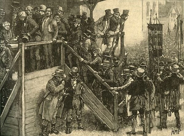 Father John Murphy leading his tenants to vote in the Clare by-election, Ireland, 1828 (c1890)