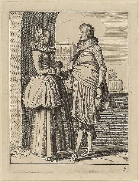 Two Figures in Costume. Creator: Jan van de Velde II