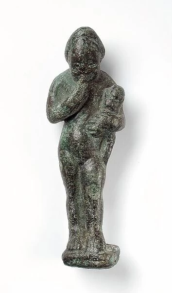 Figurine of a Standing Naked Man Holding a Baby, Ptolemaic Period-early Roman Period 200 BCE-100 C). Creator: Unknown