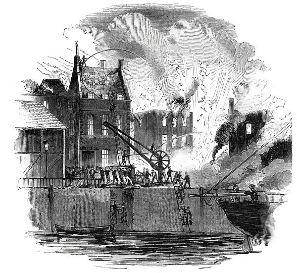 Fire at Boston - from a drawing by Mr. W. Caister, 1844. Creator: Unknown