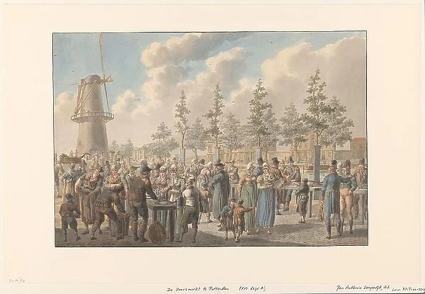 Fish market in Rotterdam, 1816. Creator: Jan Antony Langendijk