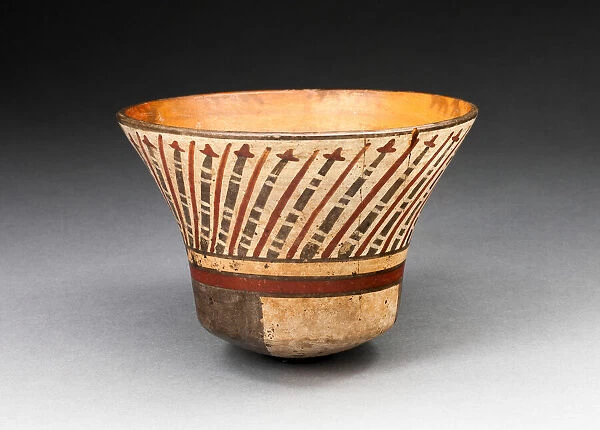 Flaring Bowl Depicting Repeated Motif Resembling Darts, 180 B. C.  /  A. D. 500
