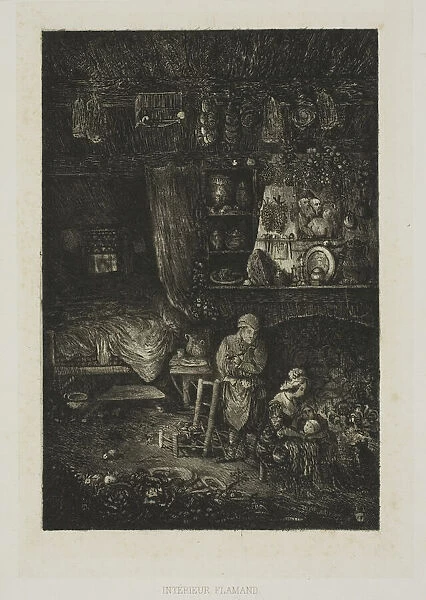 Flemish Interior, from Revue Fantaisiste, 1856. Creator: Rodolphe Bresdin