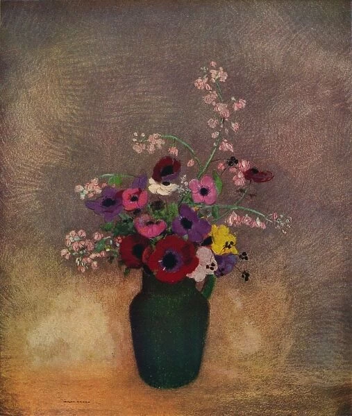 Fleurs Dans Un Vase Vert, c1910. Artist: Odilon Redon